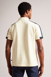 Ted Baker Natural Abloom Short Sleeve Regular Polo Shirt With Zip - Image 2 of 5