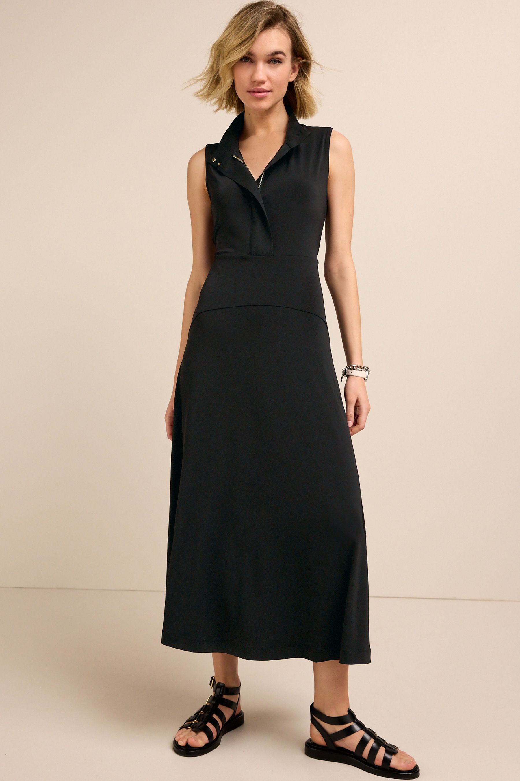 High neck sleeveless midi dress top