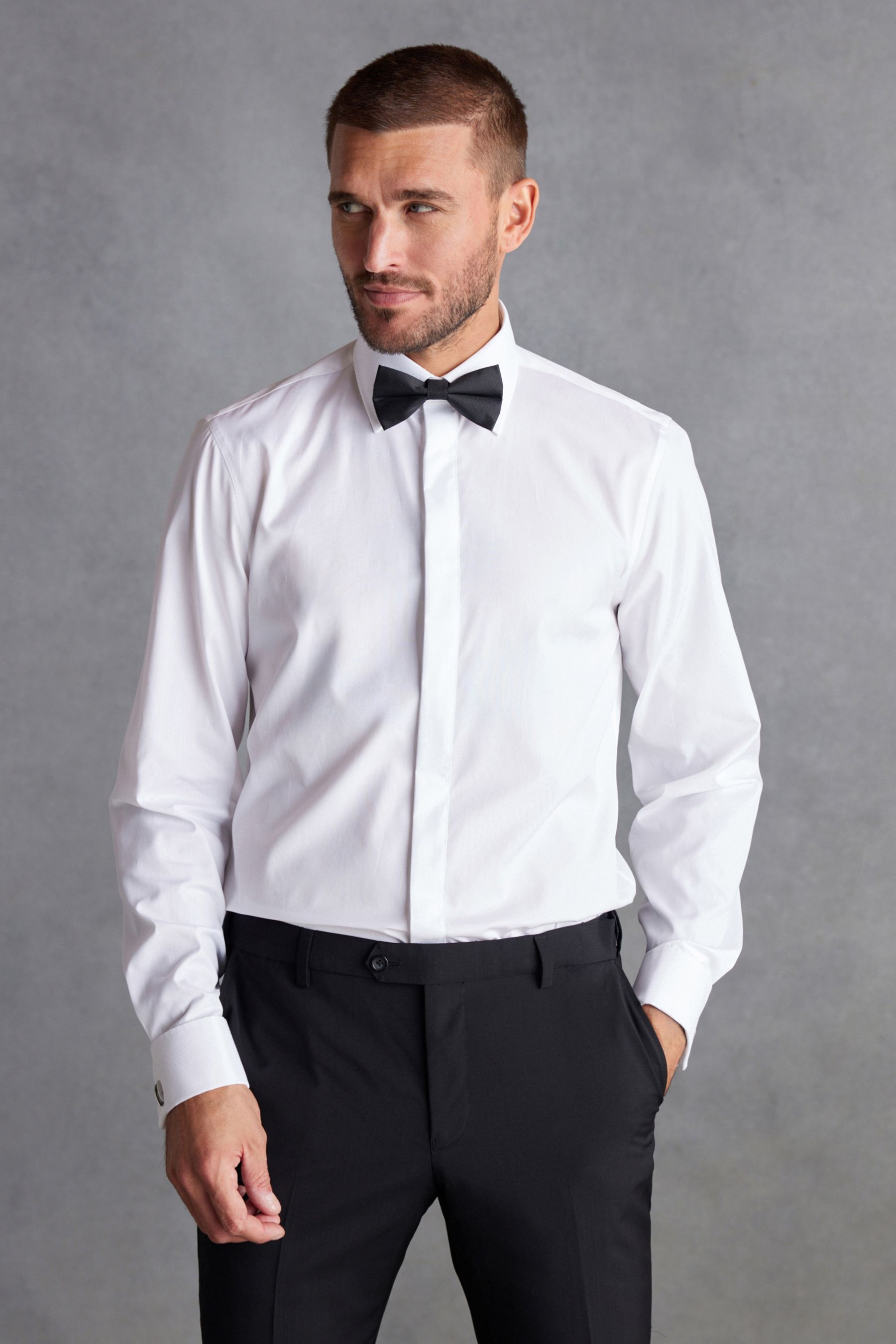 NEXT White Signature Occasion Shirt And Black Bow Tie Pack 145in Mens