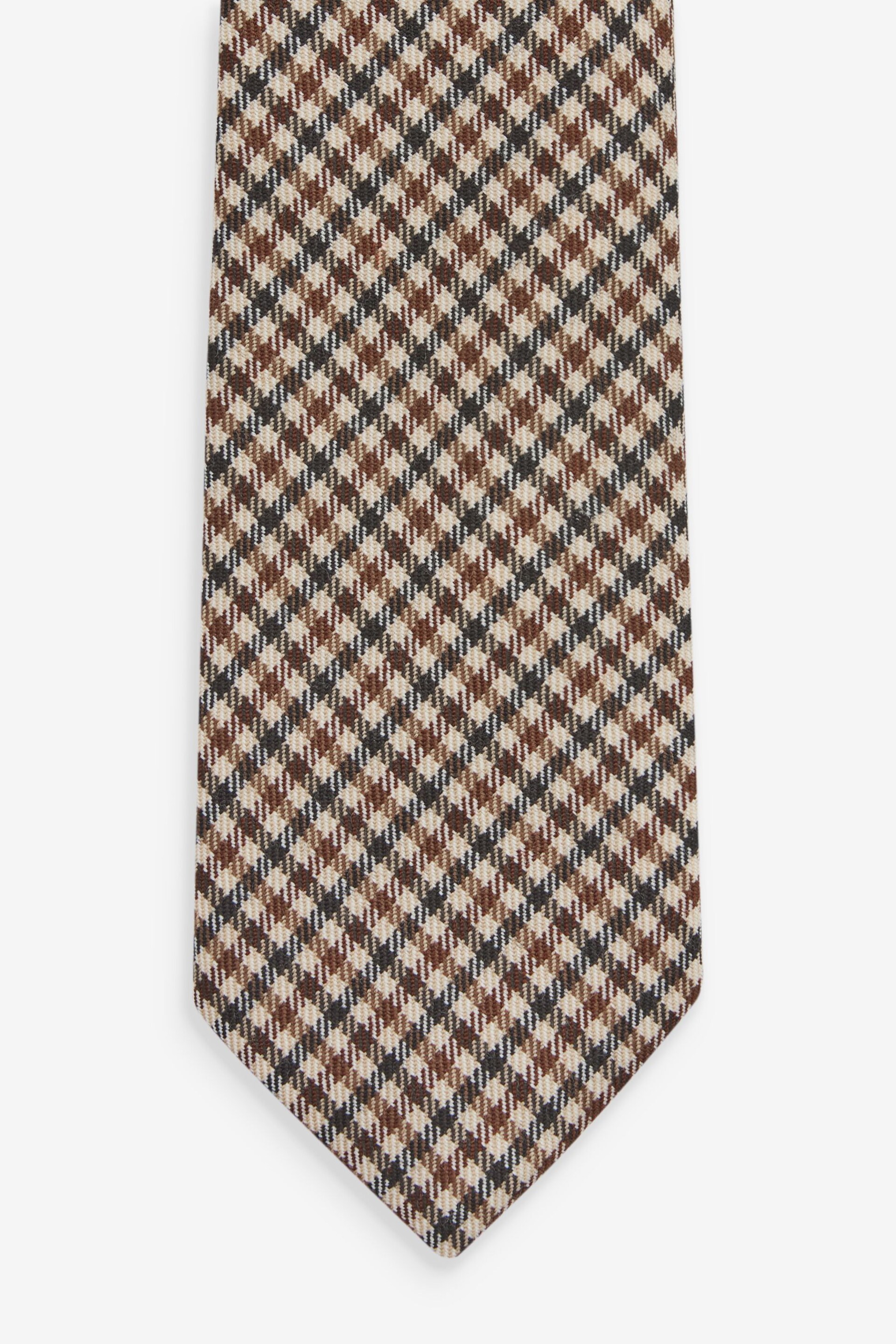 Brown Neutral Gingham Check Signature Abraham Moon And Sons Tie - Image 2 of 3