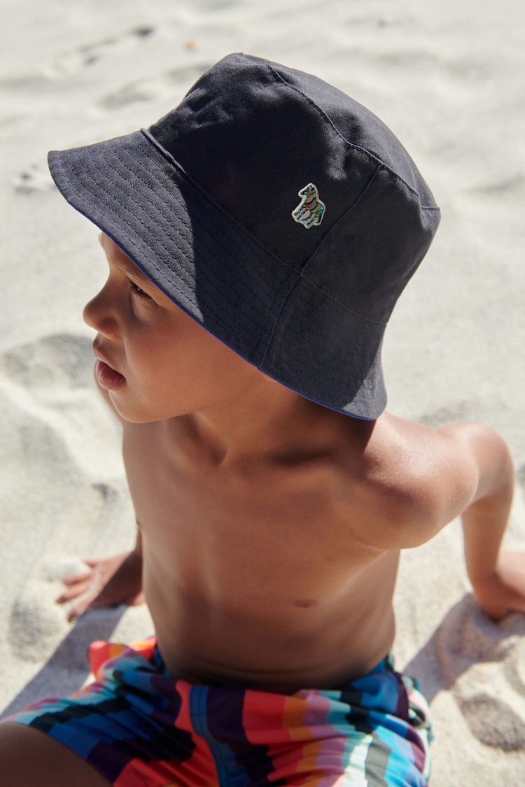 Paul Smith Junior Boys Navy Zebra Logo Bucket Hat - Image 1 of 6