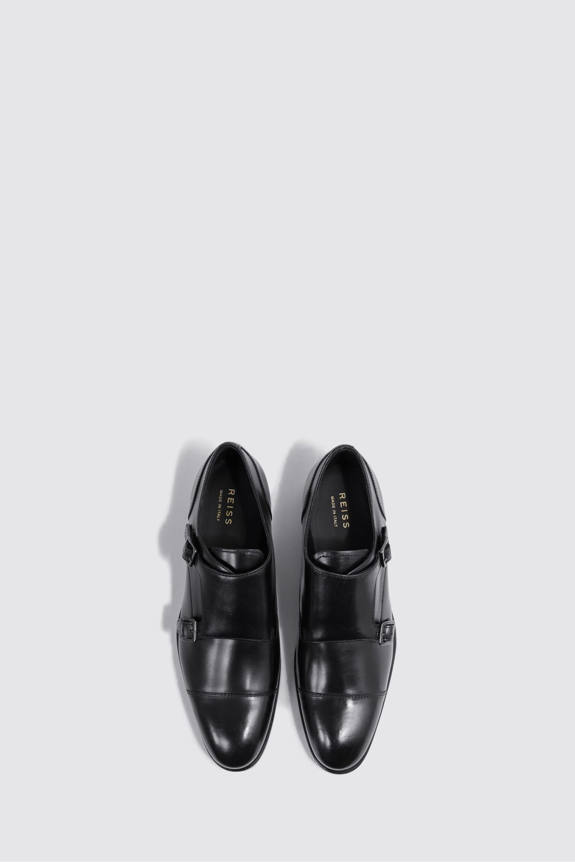 Reiss Black/Gunmetal Rivington Leather Monk Strap Shoes - Image 4 of 6