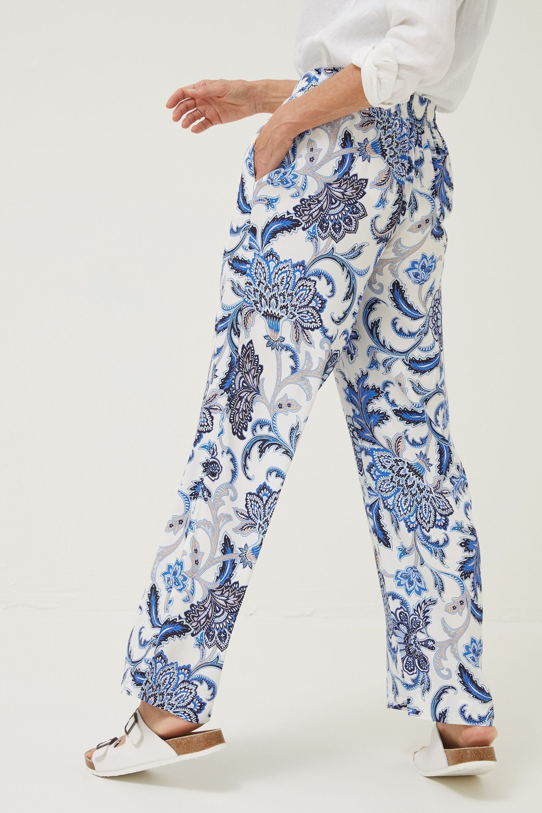 Buy FatFace Natural Palace Floral Palazzo Trousers from Next Luxembourg