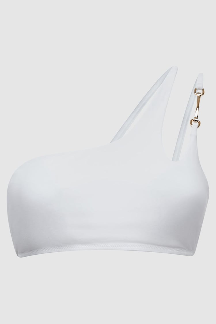 Reiss White Alani One Shoulder Bikini Top - Image 2 of 7