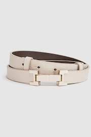 Reiss Stone Hayley Leather Square Hinge Belt - Image 1 of 4