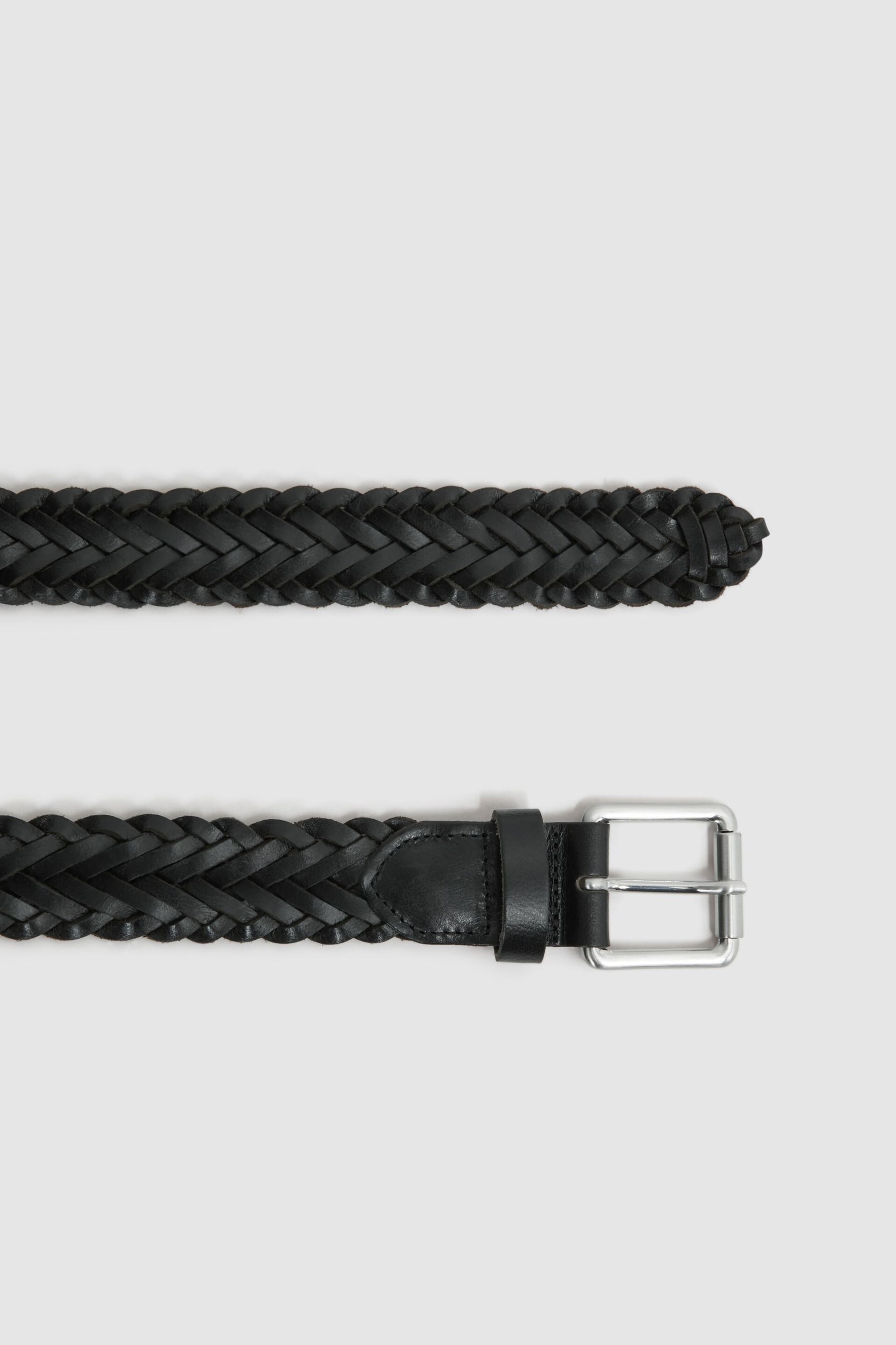 Reiss Black Carlton Woven Leather Belt - Image 3 of 4