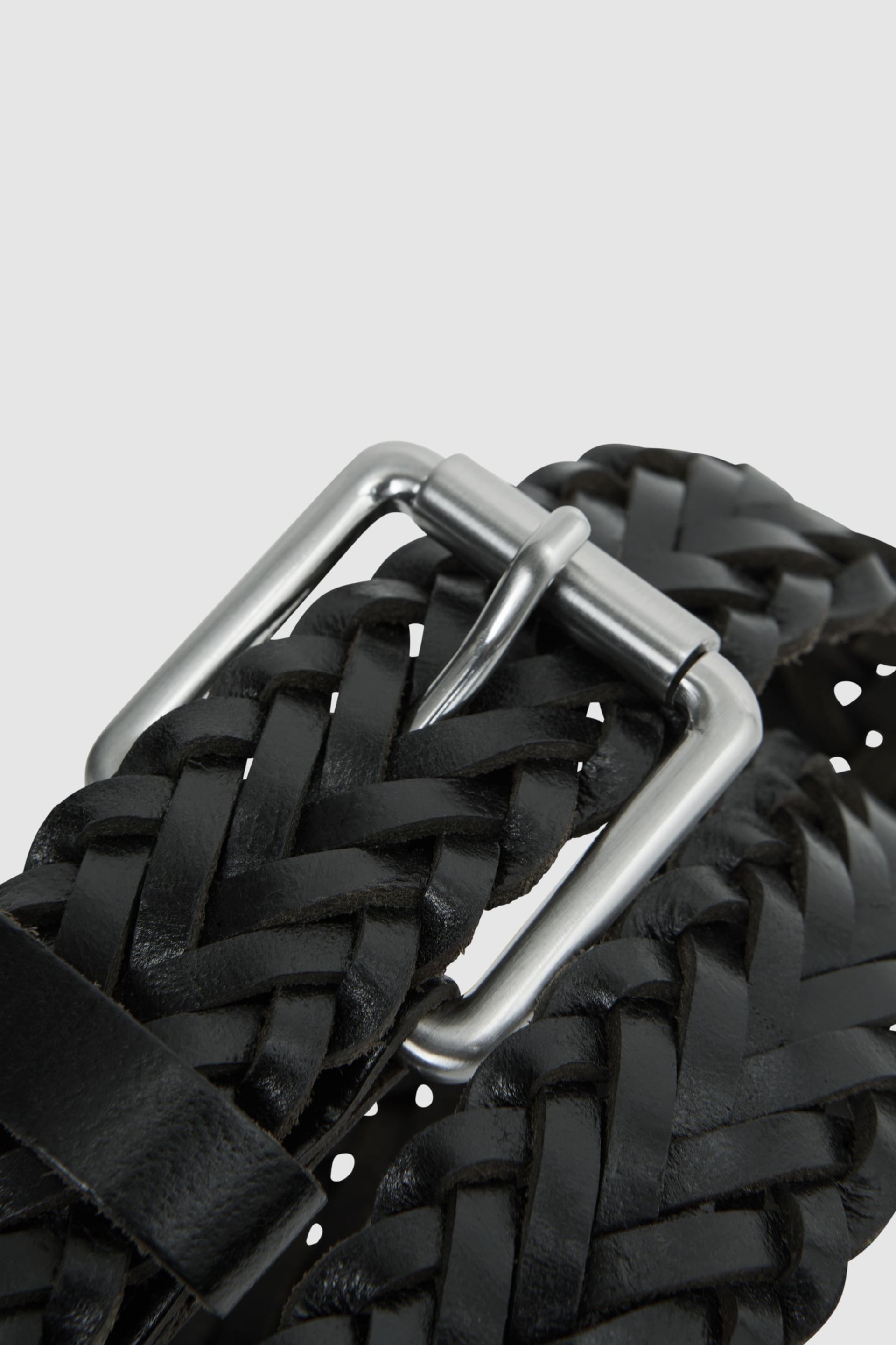 Reiss Black Carlton Woven Leather Belt - Image 4 of 4