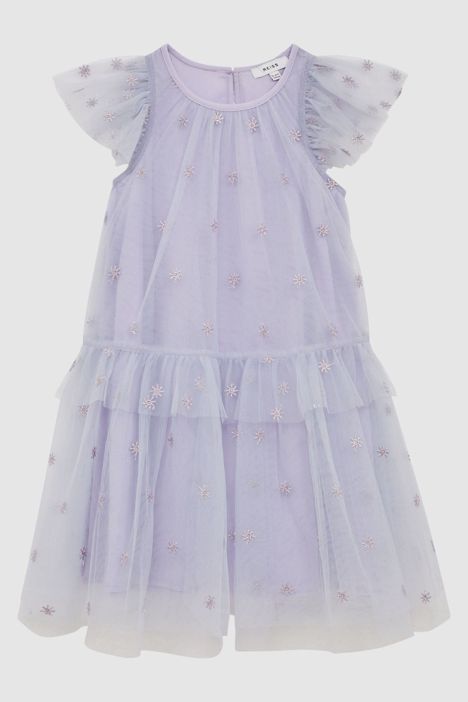 Reiss Lilac Fifi Junior Tulle Embroidered Dress - Image 2 of 6