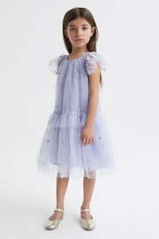 Reiss Lilac Fifi Junior Tulle Embroidered Dress - Image 3 of 6