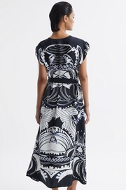 Reiss Navy/White Freja Petite Scarf Printed Midi Dress - Image 5 of 8