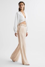 Reiss Nude Izzie Petite Wide Leg Occasion Trousers - Image 3 of 7
