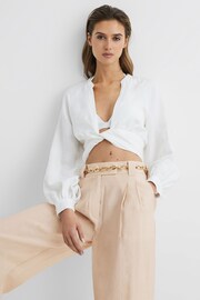 Reiss Nude Izzie Petite Wide Leg Occasion Trousers - Image 4 of 7