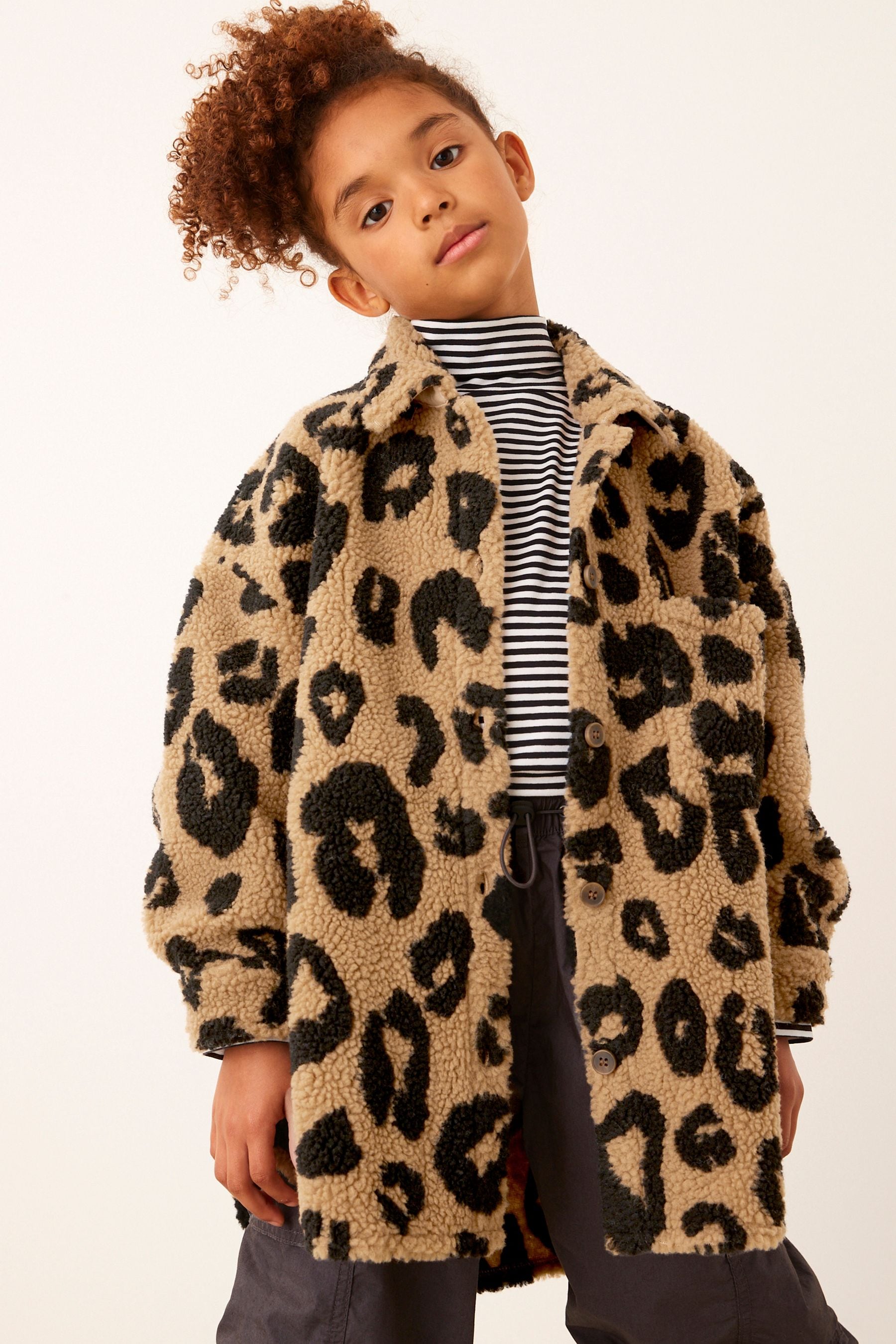 Buy Animal Print Teddy Borg Fleece Shacket 3 16yrs from Next Luxembourg