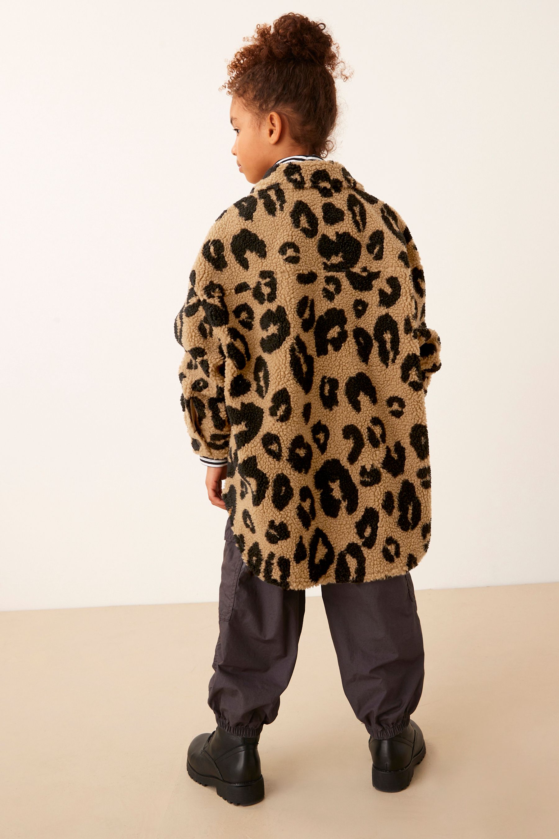 Leopard print teddy coat clearance