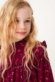 Berry Red Ditsy Print High Neck Long Sleeve Dress (12mths-16yrs) - Image 2 of 5