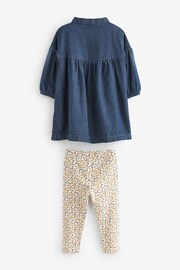 Blue Denim Floral Embroidered Dress And Leggings Set (3mths-7yrs) - Image 6 of 6