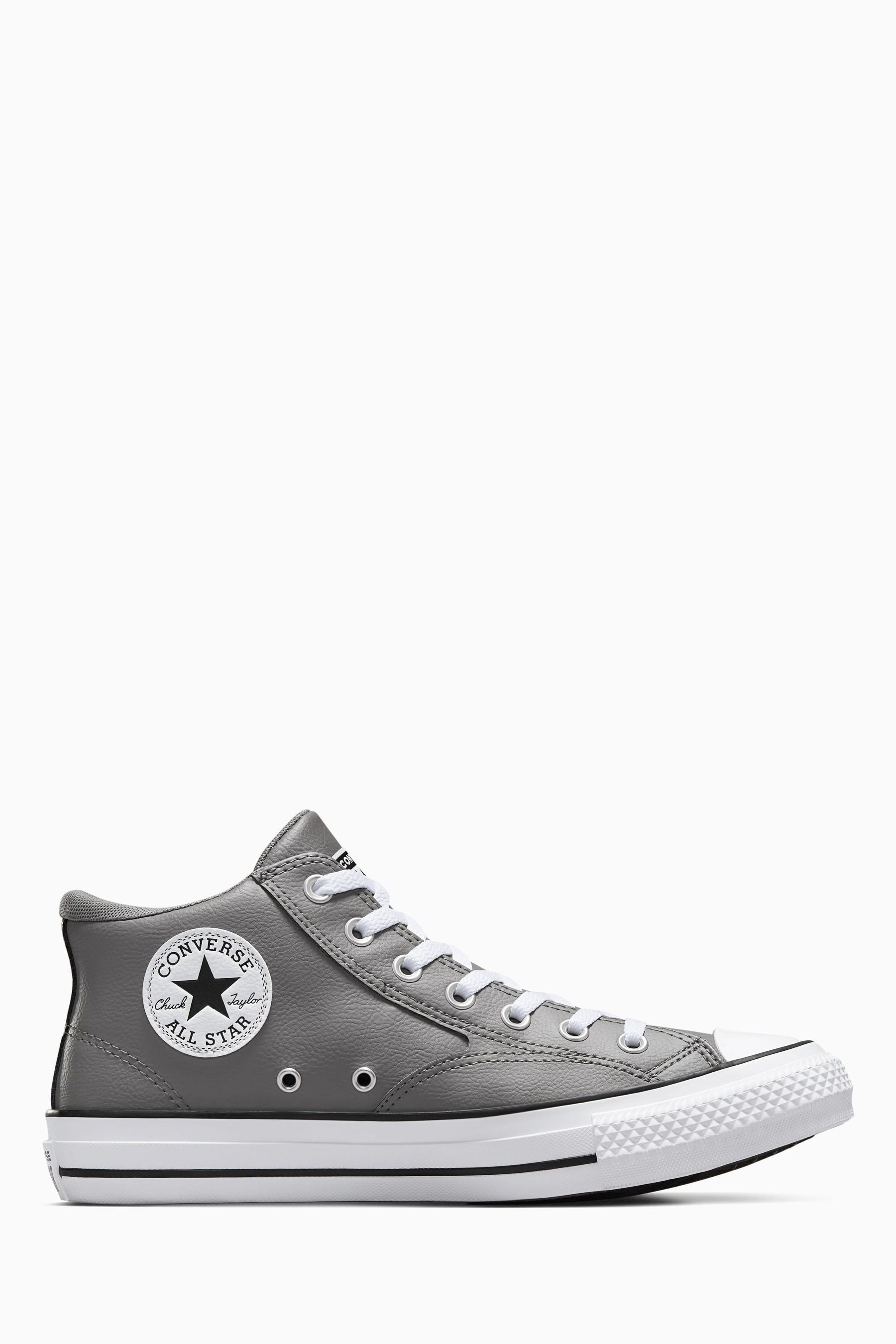 Buy Converse Grey Mid Malden Street Leather Trainers from Next Luxembourg