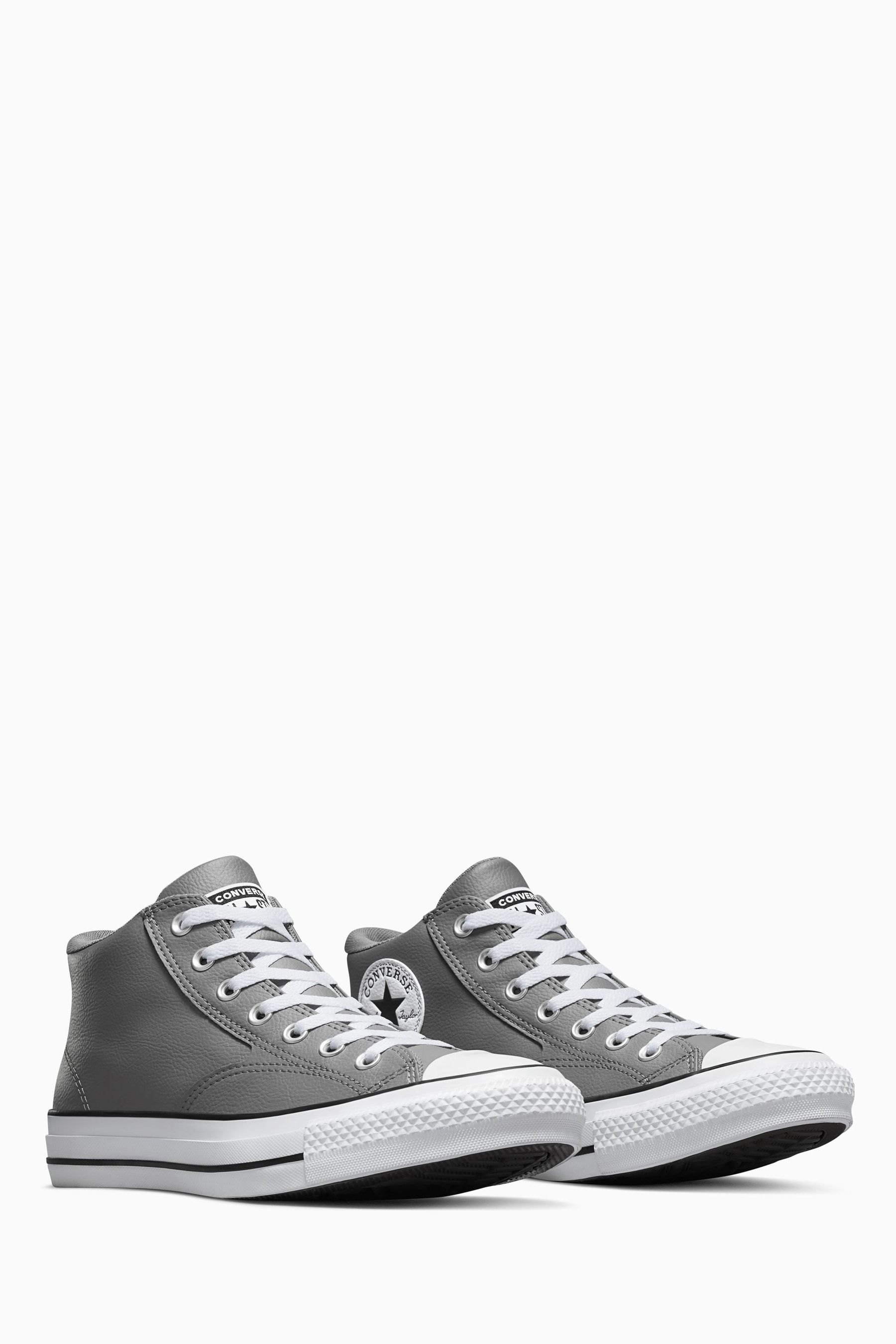 Buy Converse Grey Mid Malden Street Leather Trainers from Next Luxembourg