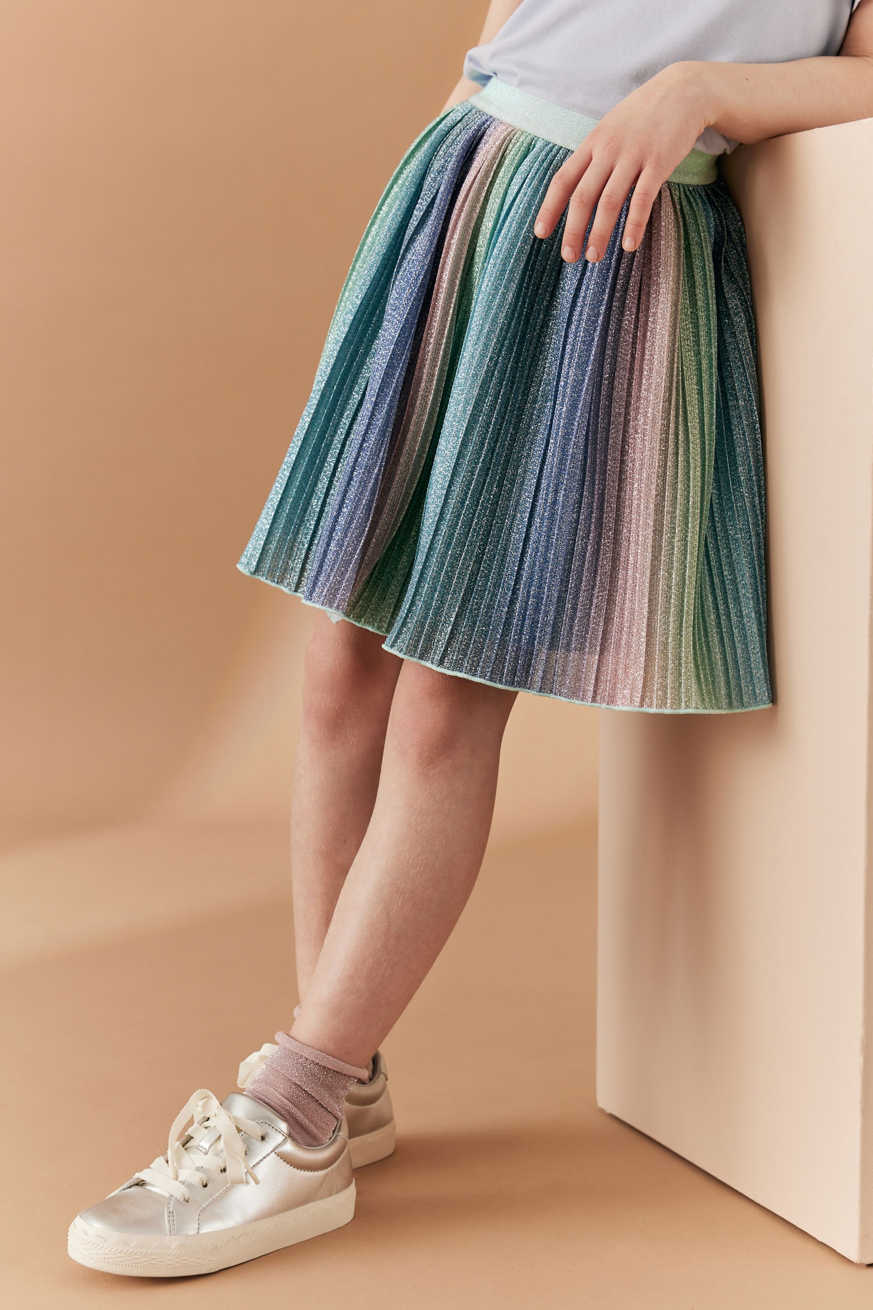 Rainbow pleated skirt womens clearance