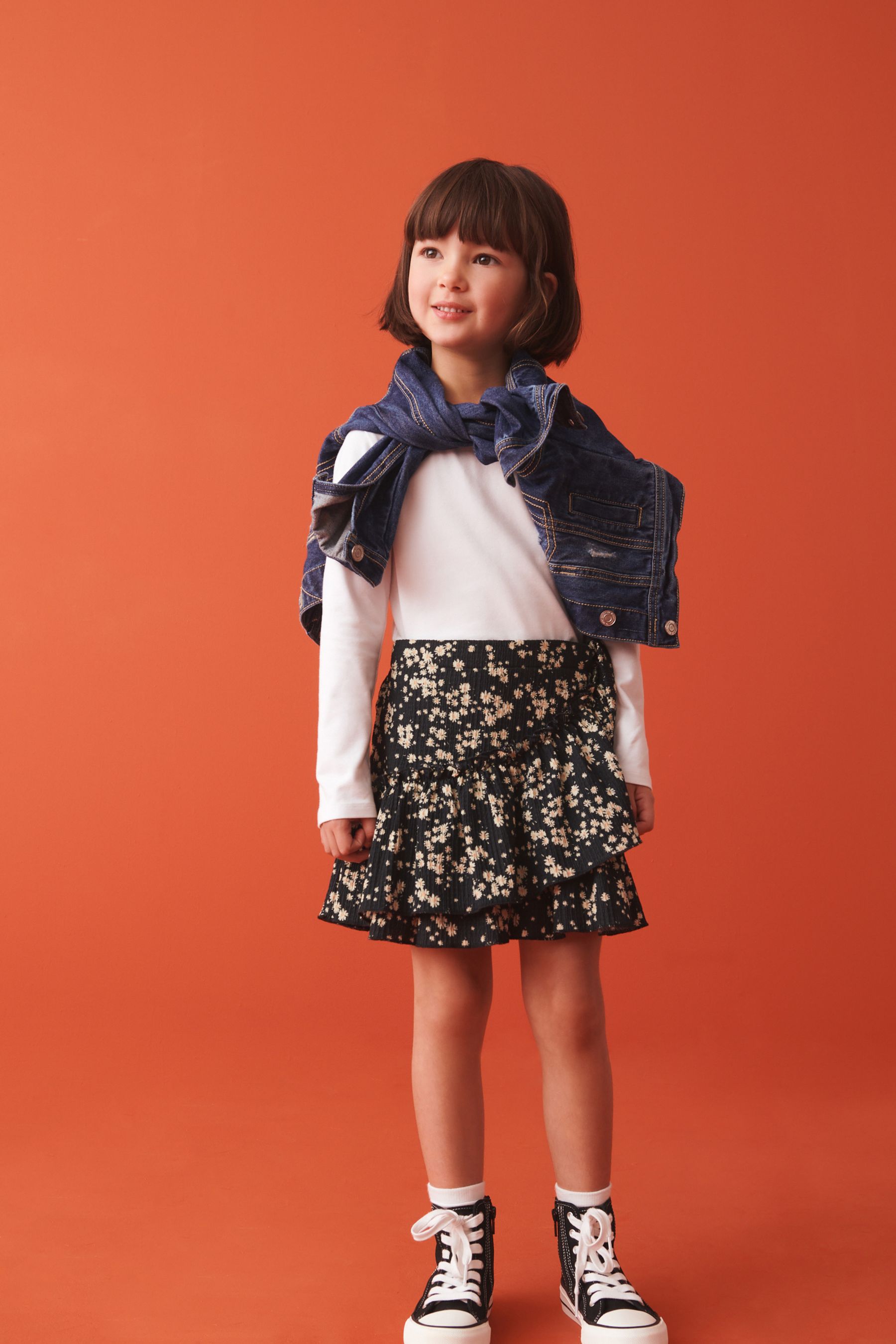 Buy Black Floral Ditsy Wrap Skirt 3 16yrs from Next Ireland