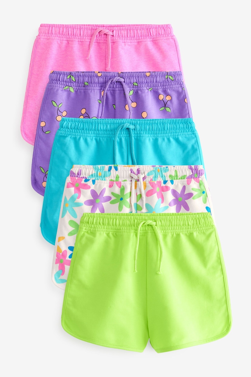 Purple/Pink/Blue/Lime/Floral Brights 5 Pack Shorts (3-16yrs) - Image 1 of 8