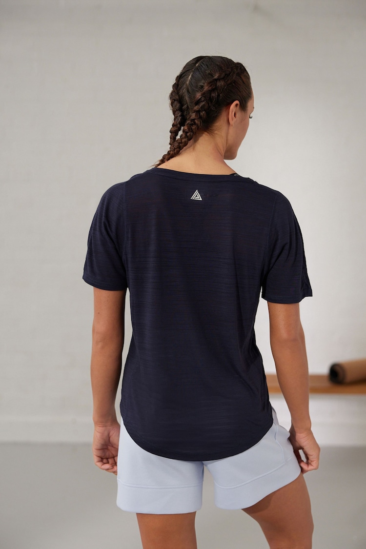 Navy Active Sports Short Sleeve V-Neck Top - Image 3 of 6