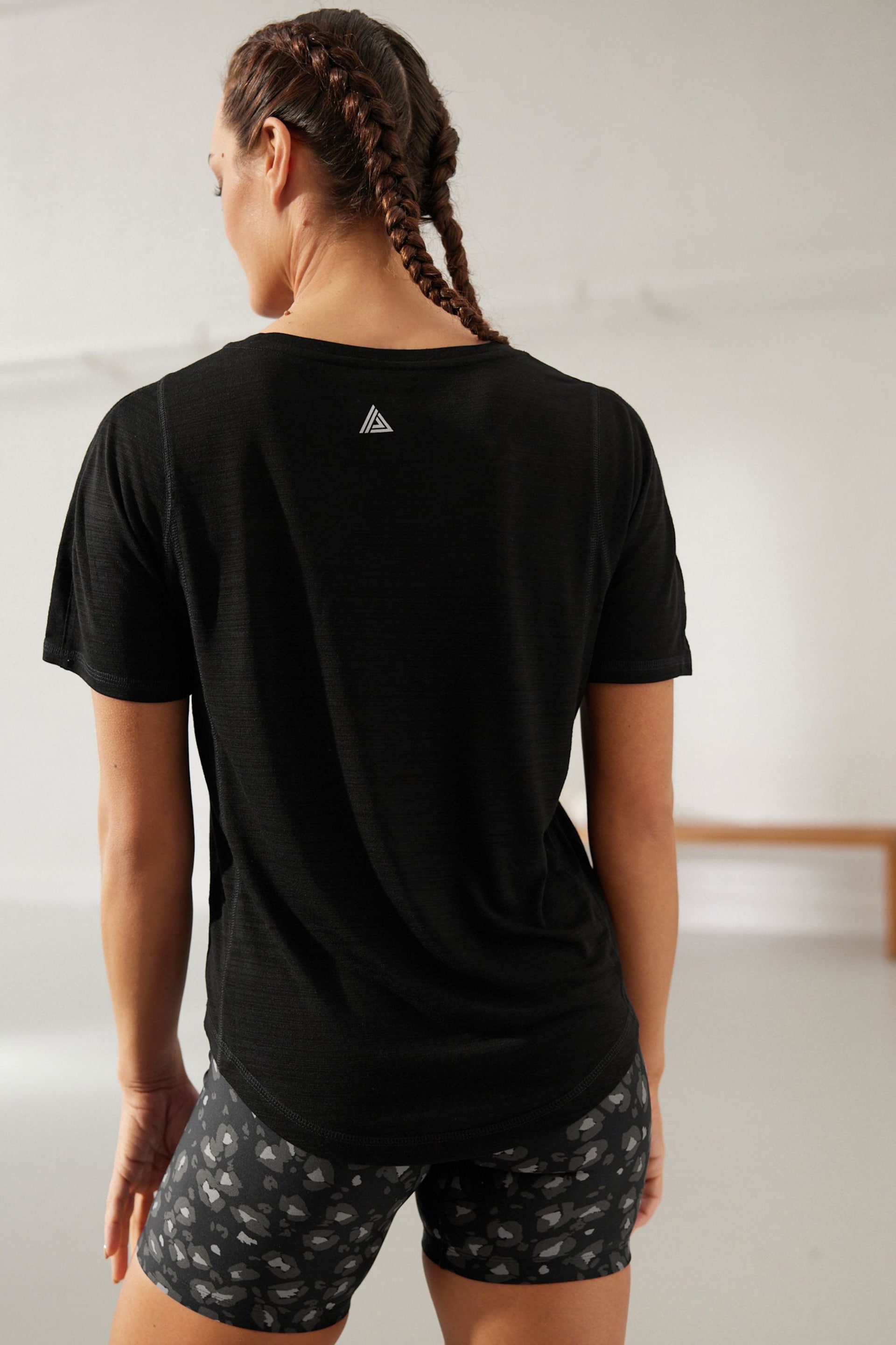 Ultimate Black Active Sports Short Sleeve V-Neck Top - Image 3 of 7