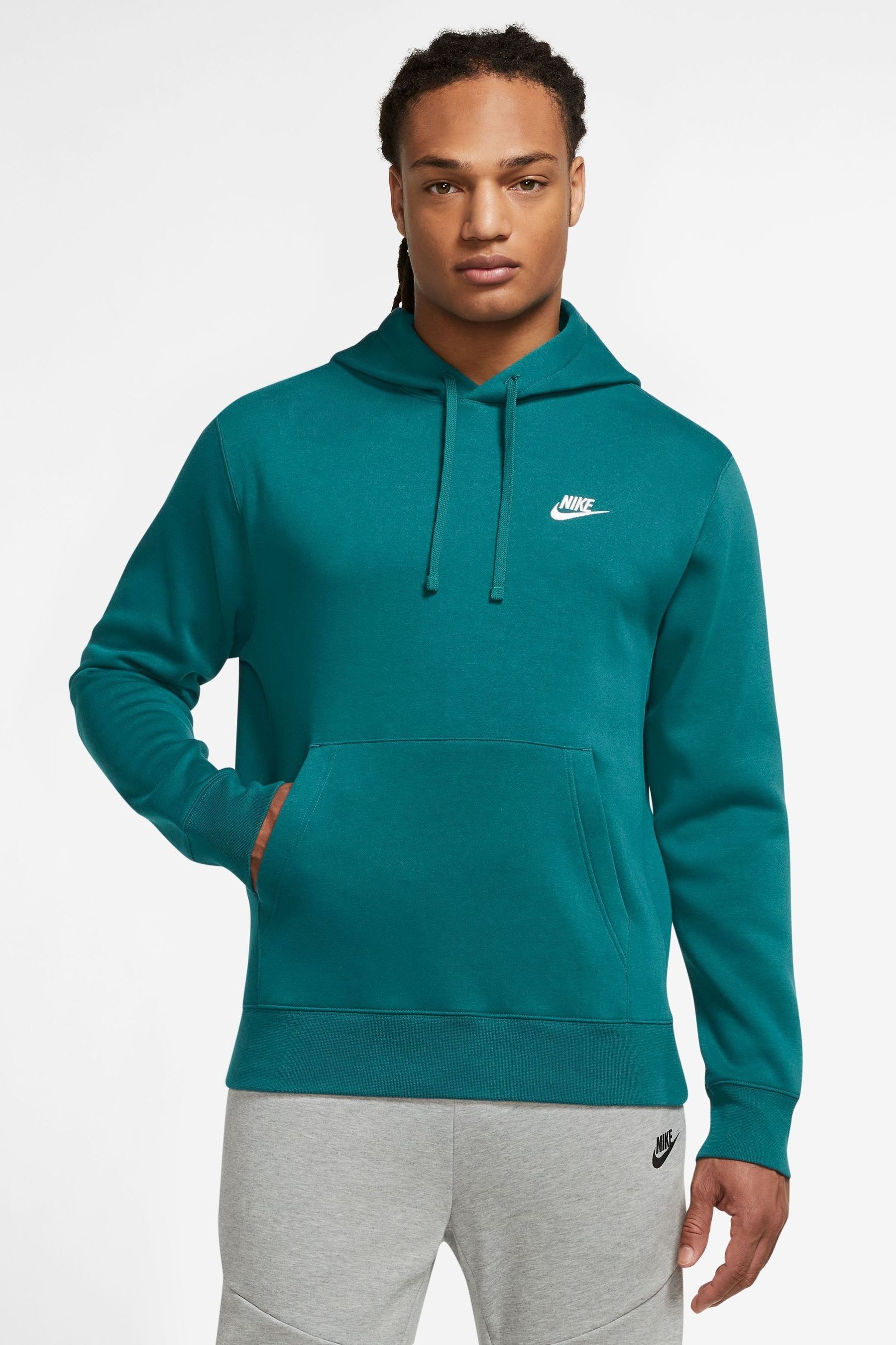 Buy Nike Teal Green Grey Club Pullover Hoodie from Next Luxembourg