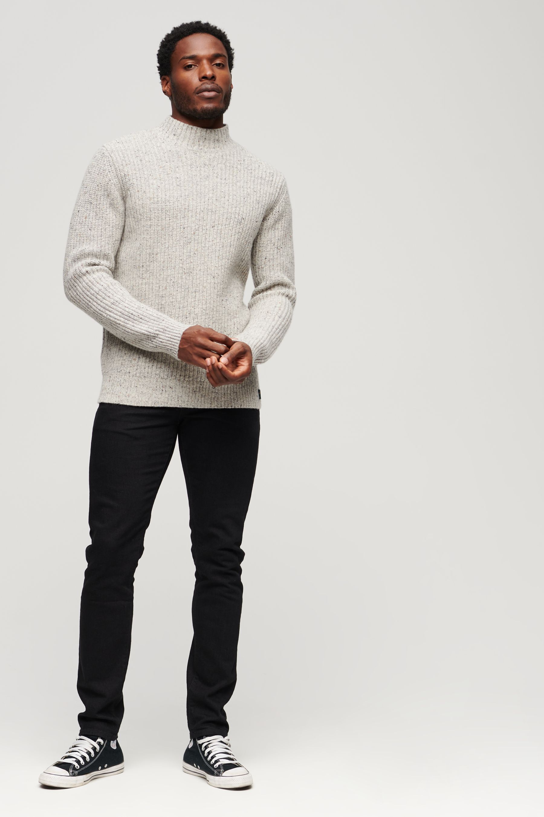Buy Superdry Grey Wool Blend Tweed Mock Neck Jumper from Next Austria