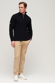 Superdry Dark Blue Vintage Jacob Henley Jumper - Image 2 of 7