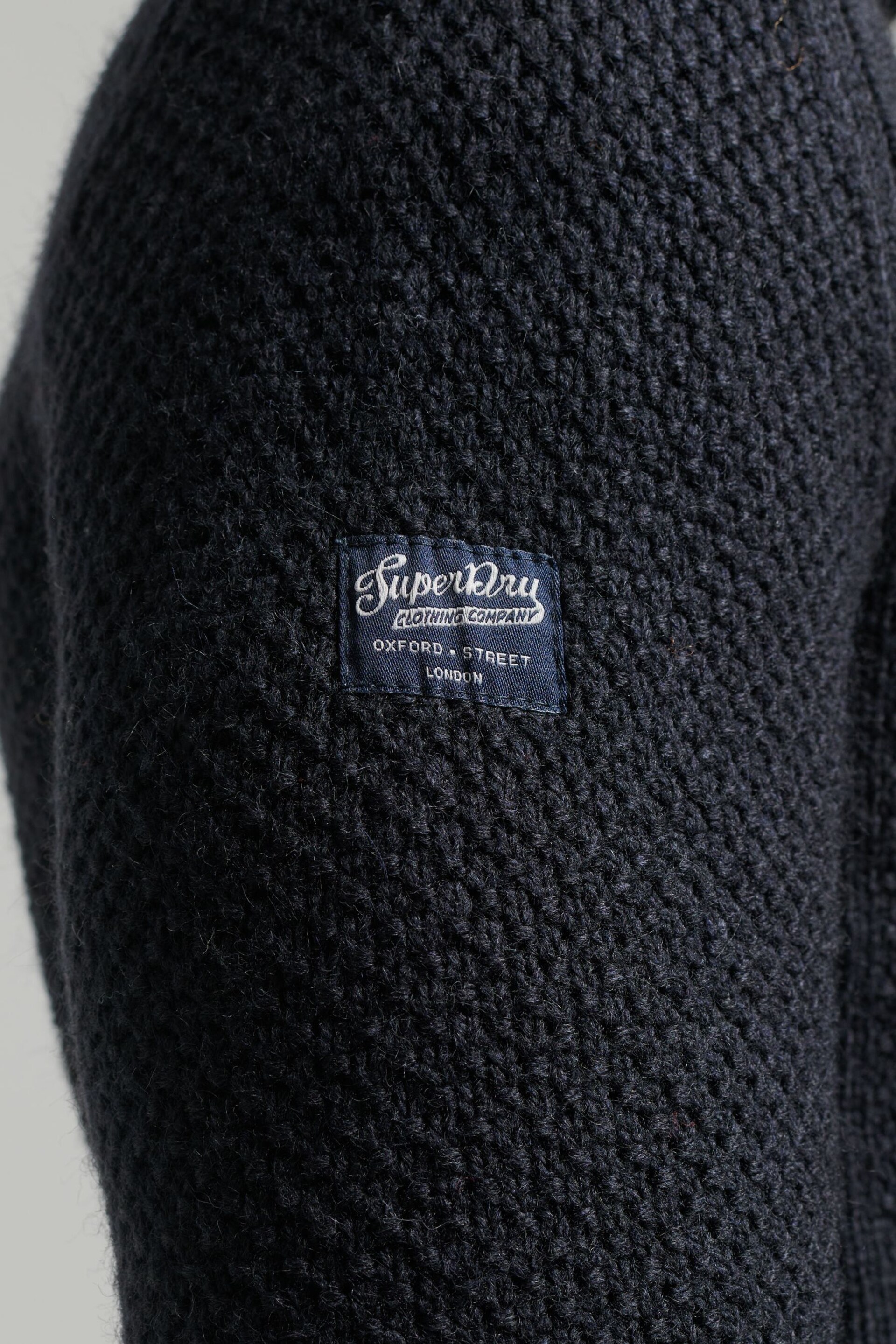 Superdry Dark Blue Vintage Jacob Henley Jumper - Image 5 of 7