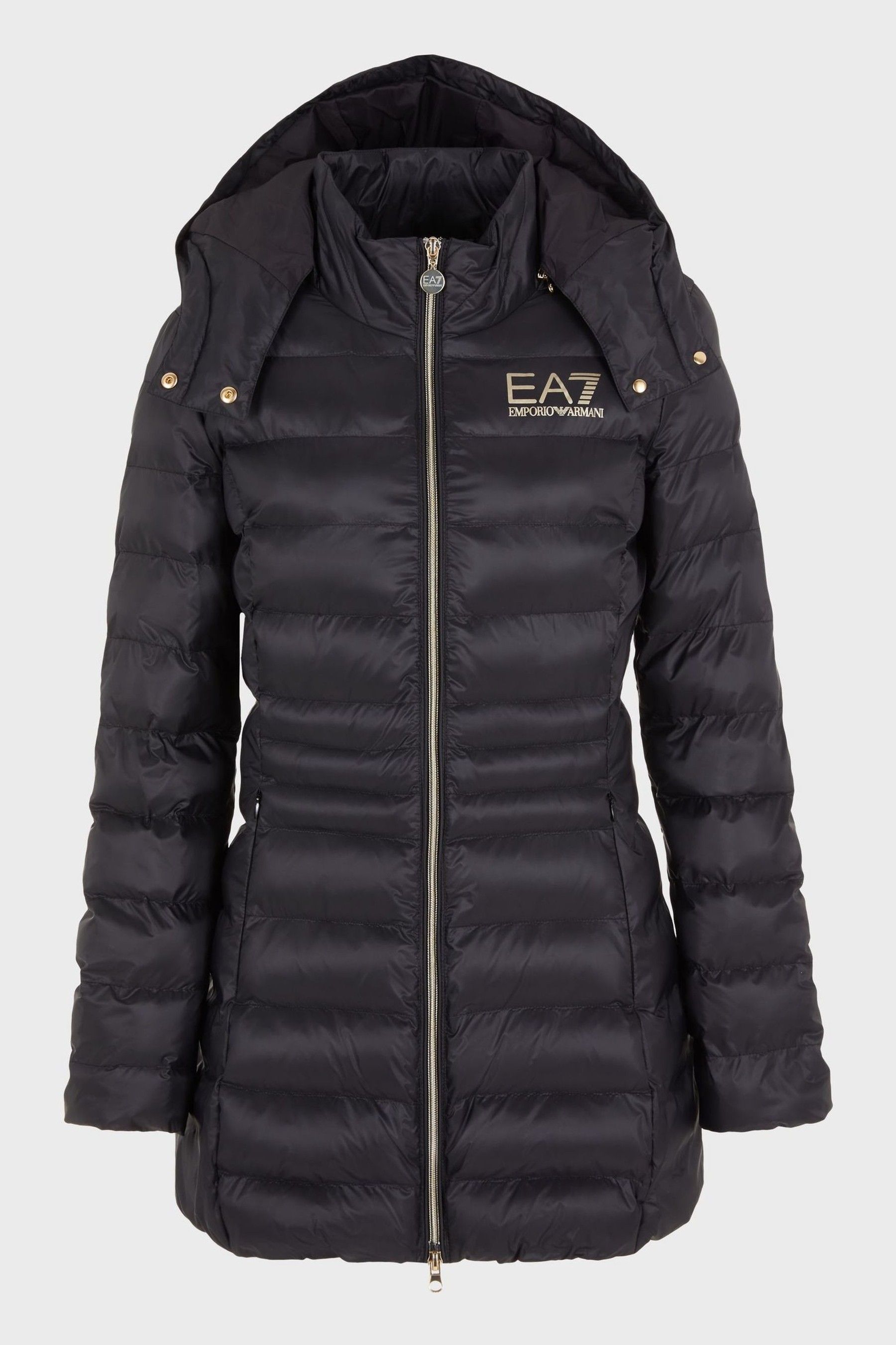 Buy Emporio Armani EA7 Womens Long Line Padded Black Jacket from Next Lithuania