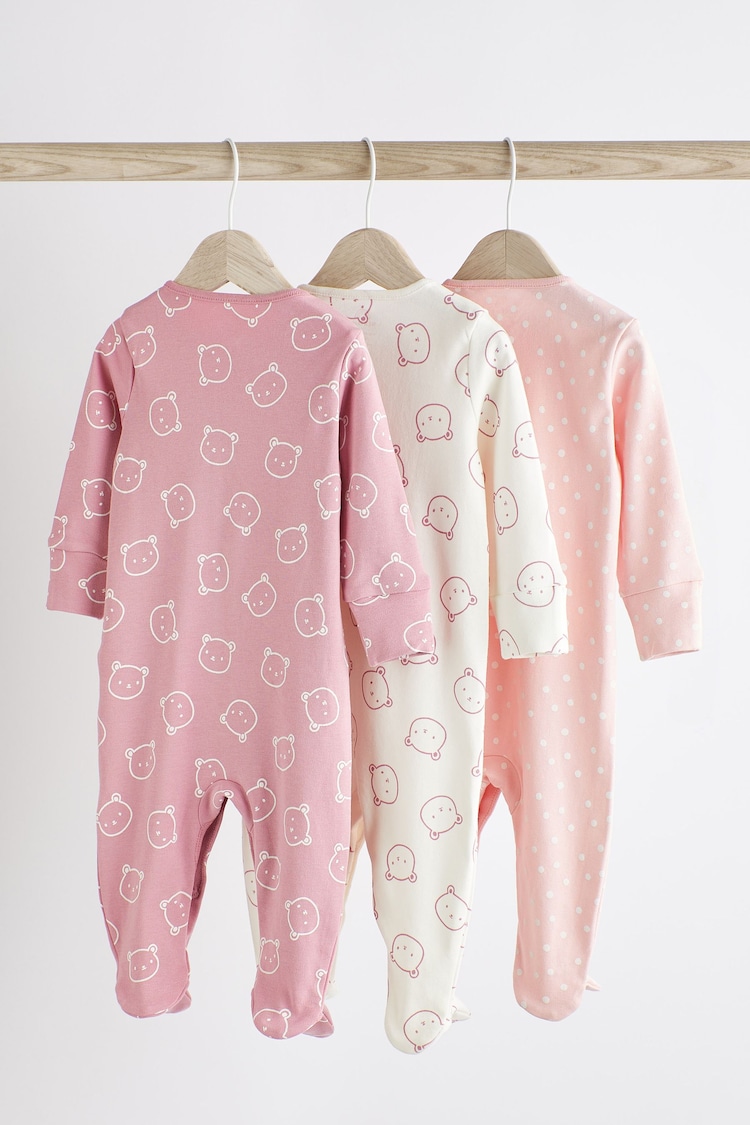 Pink Baby 100% Cotton Sleepsuits 3 Pack (0-2yrs) - Image 2 of 12