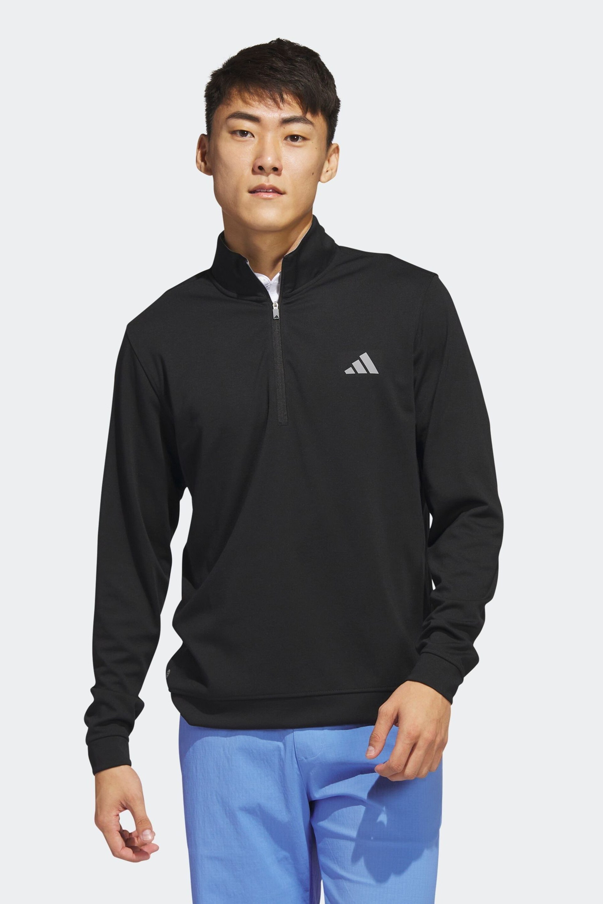 adidas Golf Elevated 1/4-Zip Black Sweatshirt - Image 1 of 7