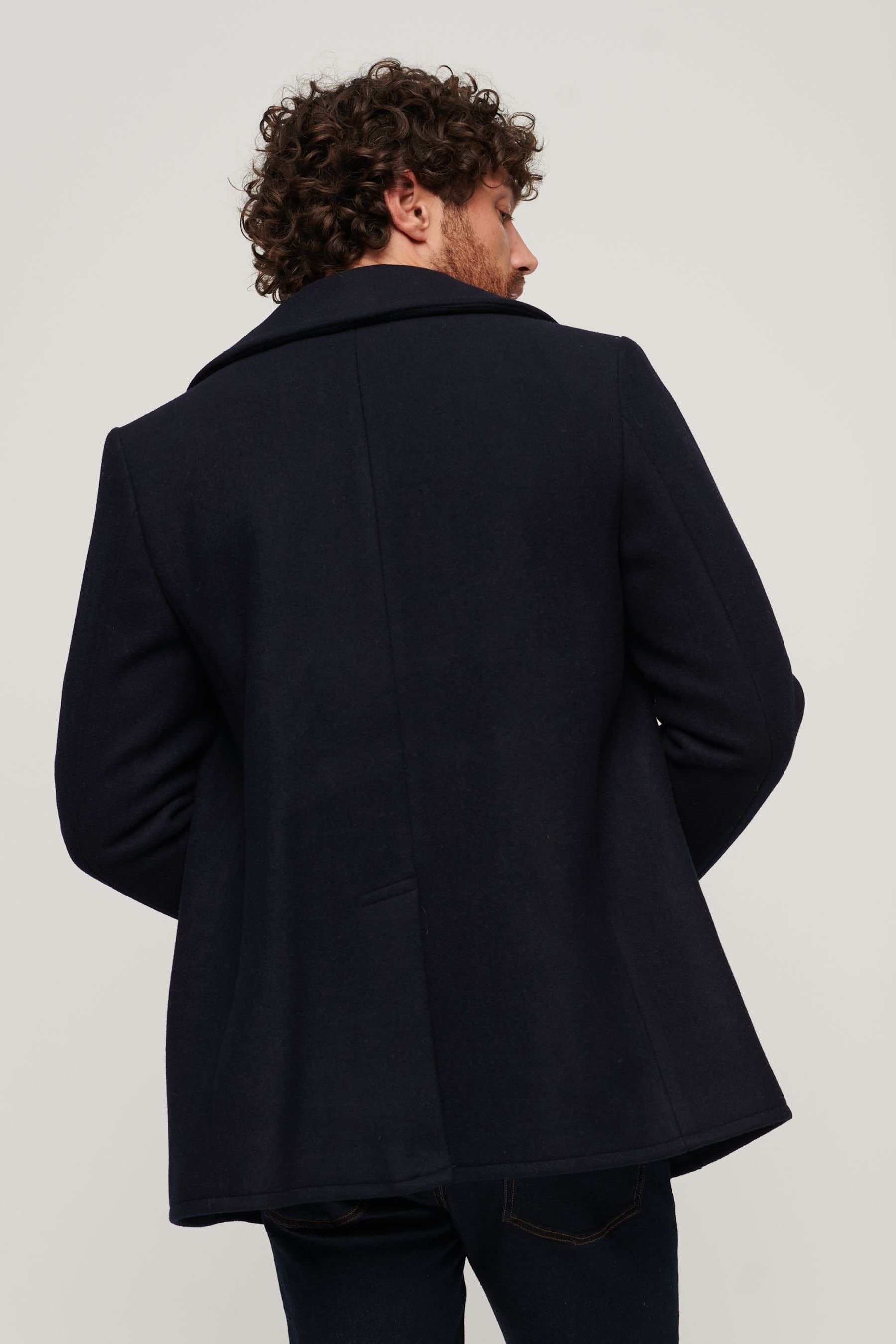 Buy Superdry Blue Merchant Wool Pea Coat from Next Lithuania