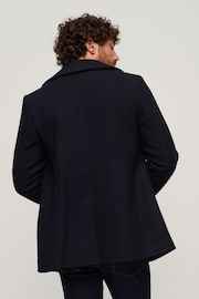 Superdry Blue Merchant Wool Pea Coat - Image 3 of 7