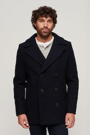 Superdry Blue Merchant Wool Pea Coat - Image 4 of 7