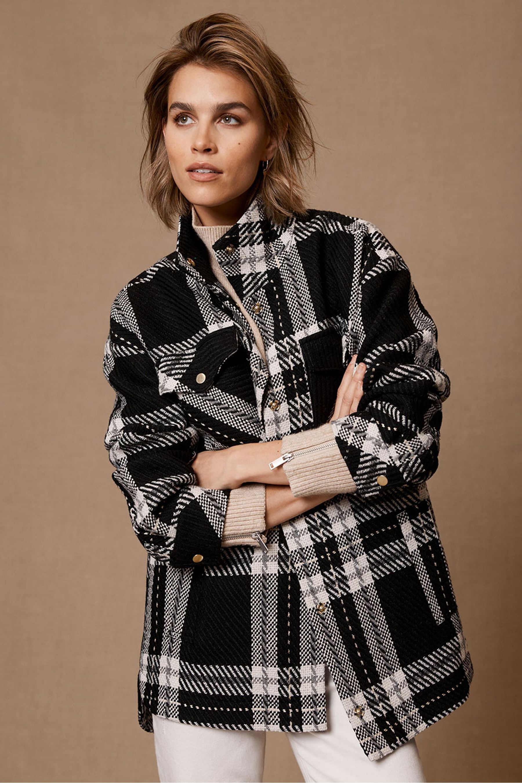 Buy Mint Velvet Black Checked Shirt Jacket from Next Luxembourg