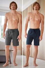 Grey/Navy Blue Waffle Texture Lightweight Jogger Shorts 2 Pack - Image 1 of 15