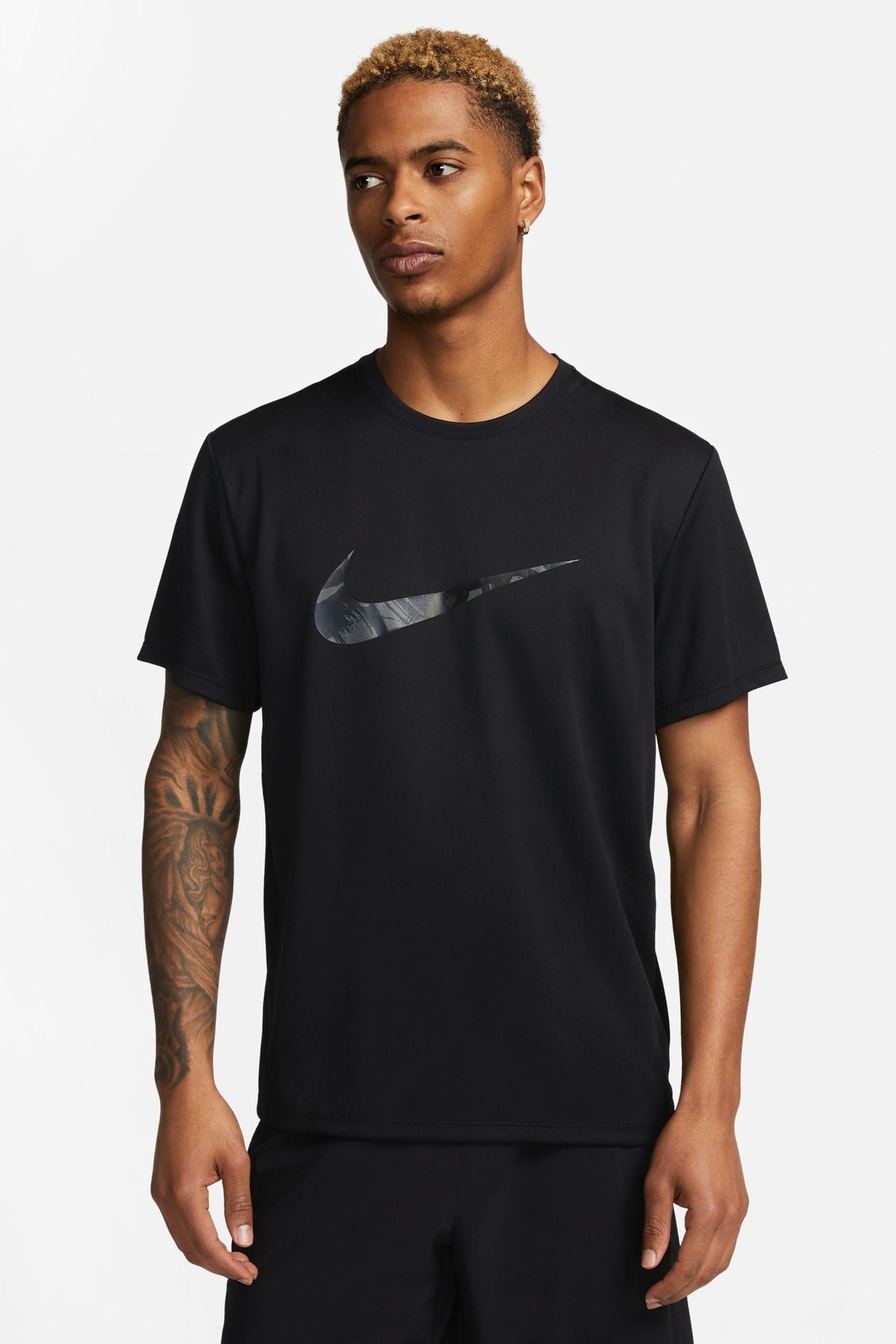 Buy Nike Black Dri FIT Camo Miler Running T Shirt from Next Germany