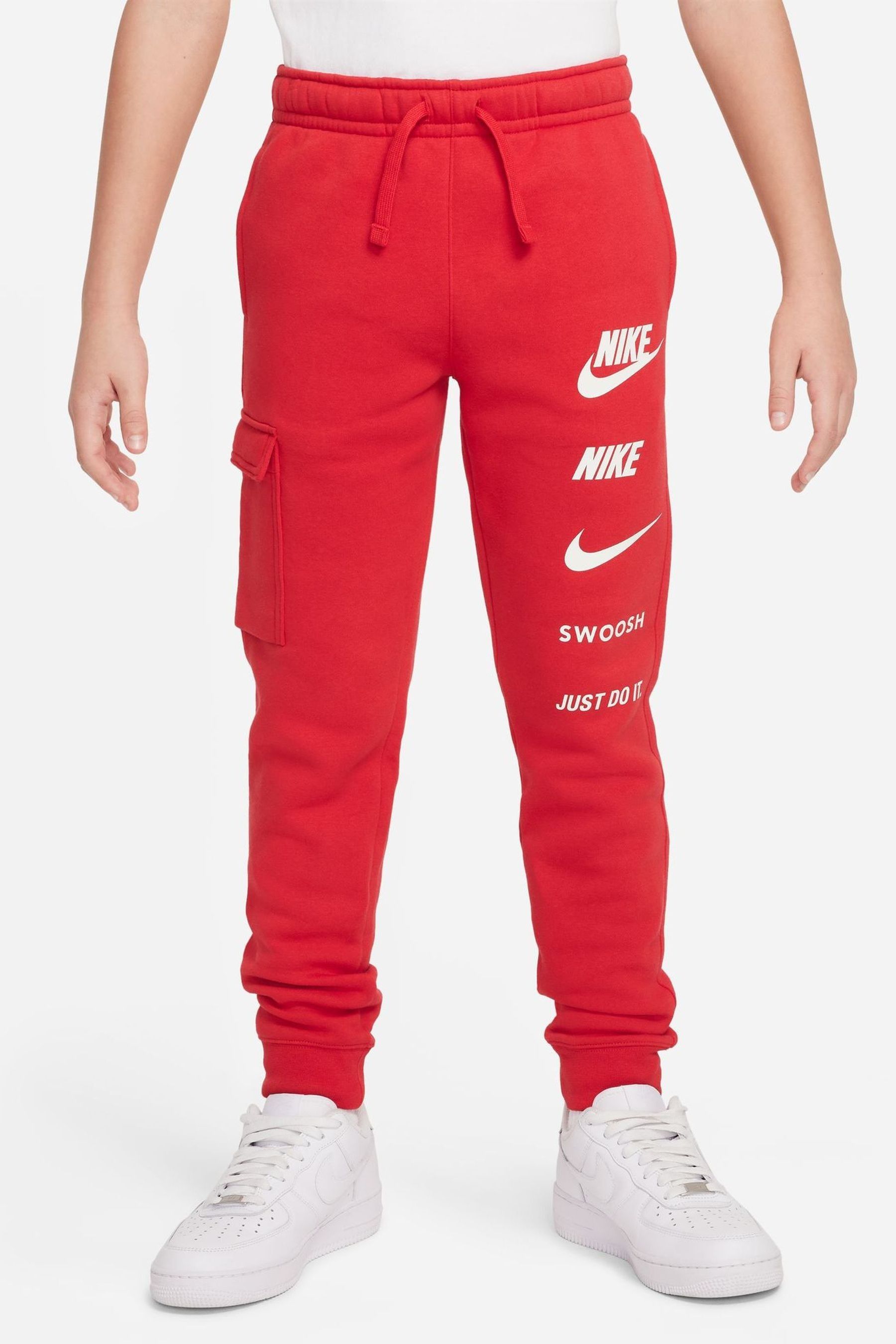 Nike red swoosh joggers best sale