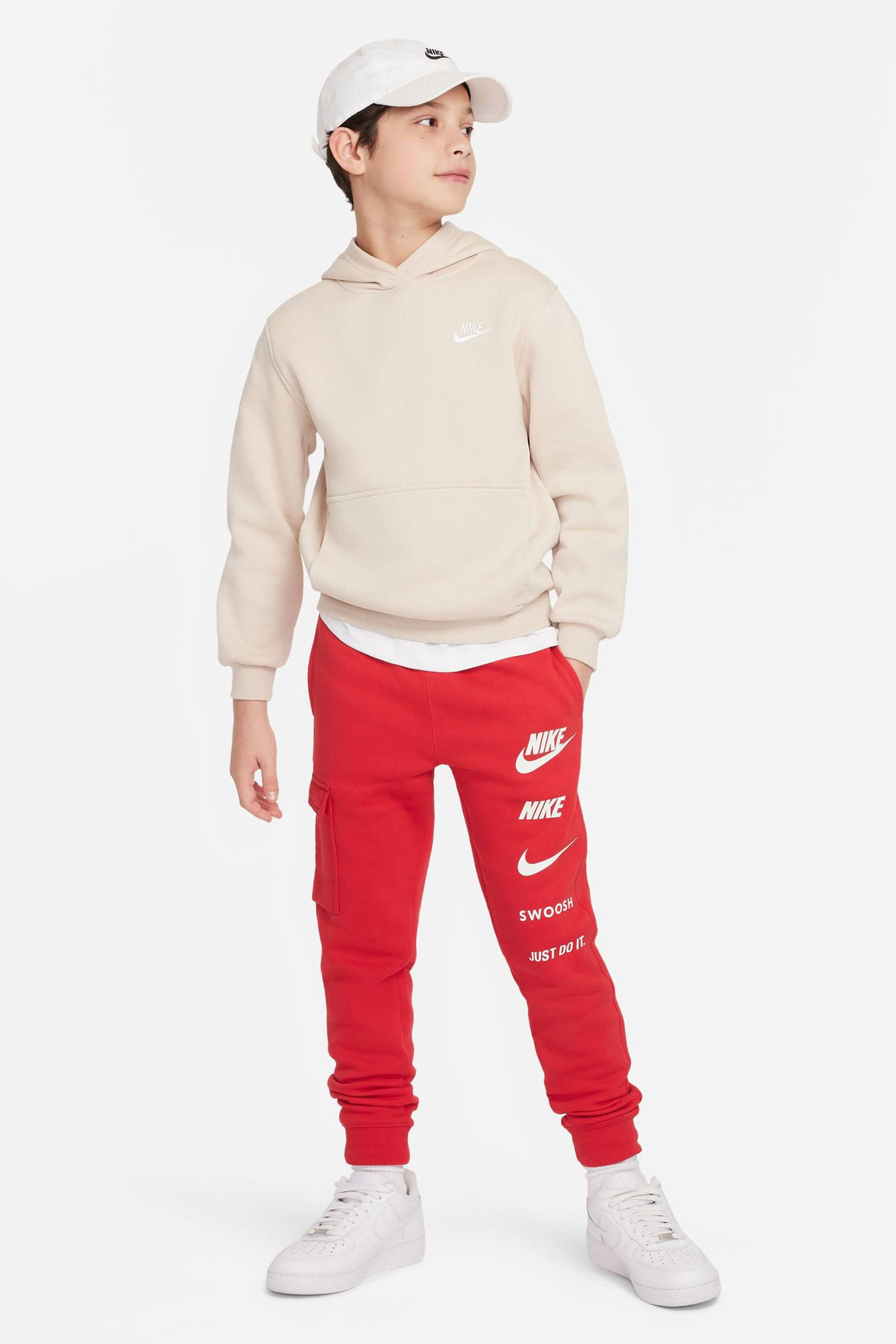 Buy Nike Red Logo Fleece Cargo Joggers from Next Ireland