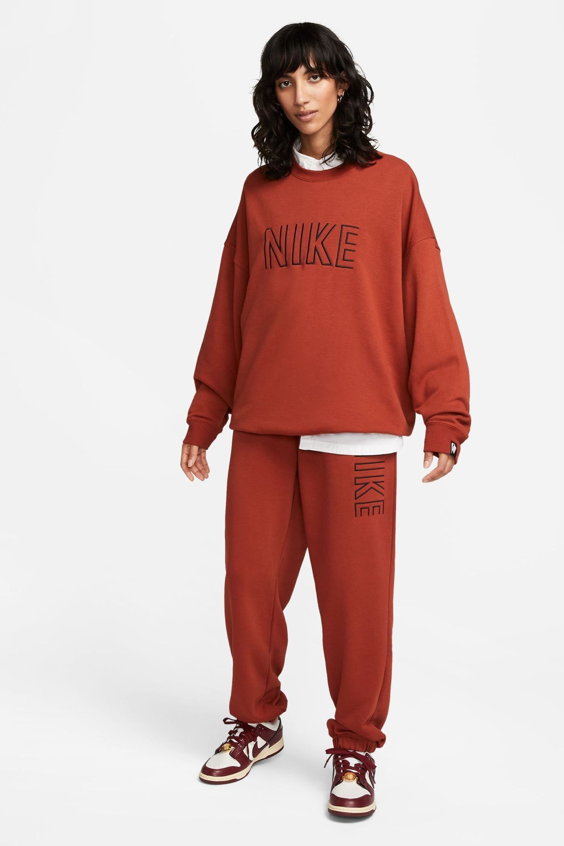 Buy Nike Rust Brown Oversized Embroided Logo Crew Sweatshirt from Next Ireland