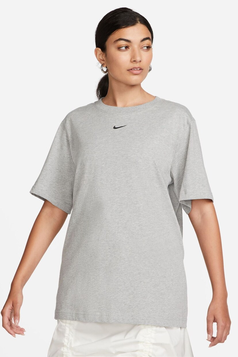 Nike Dark Grey Heather Oversized Mini Swoosh T-Shirt - Image 1 of 4