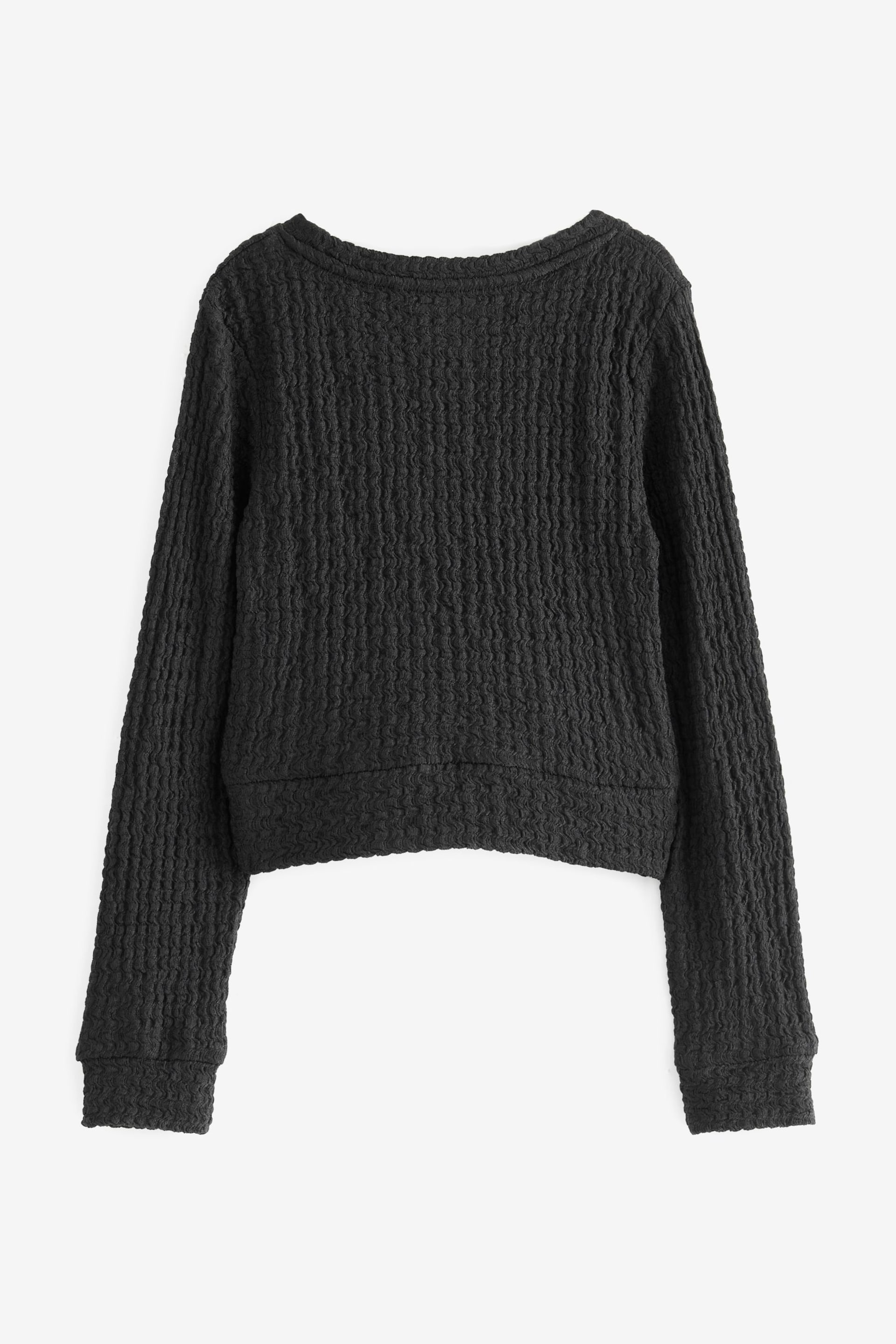 Black Textured Wrap Long Sleeve T-Shirt (3-16yrs) - Image 4 of 5