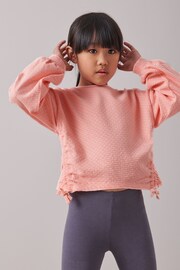 Pink Ruched Side Textured Top (3-16yrs) - Image 2 of 10