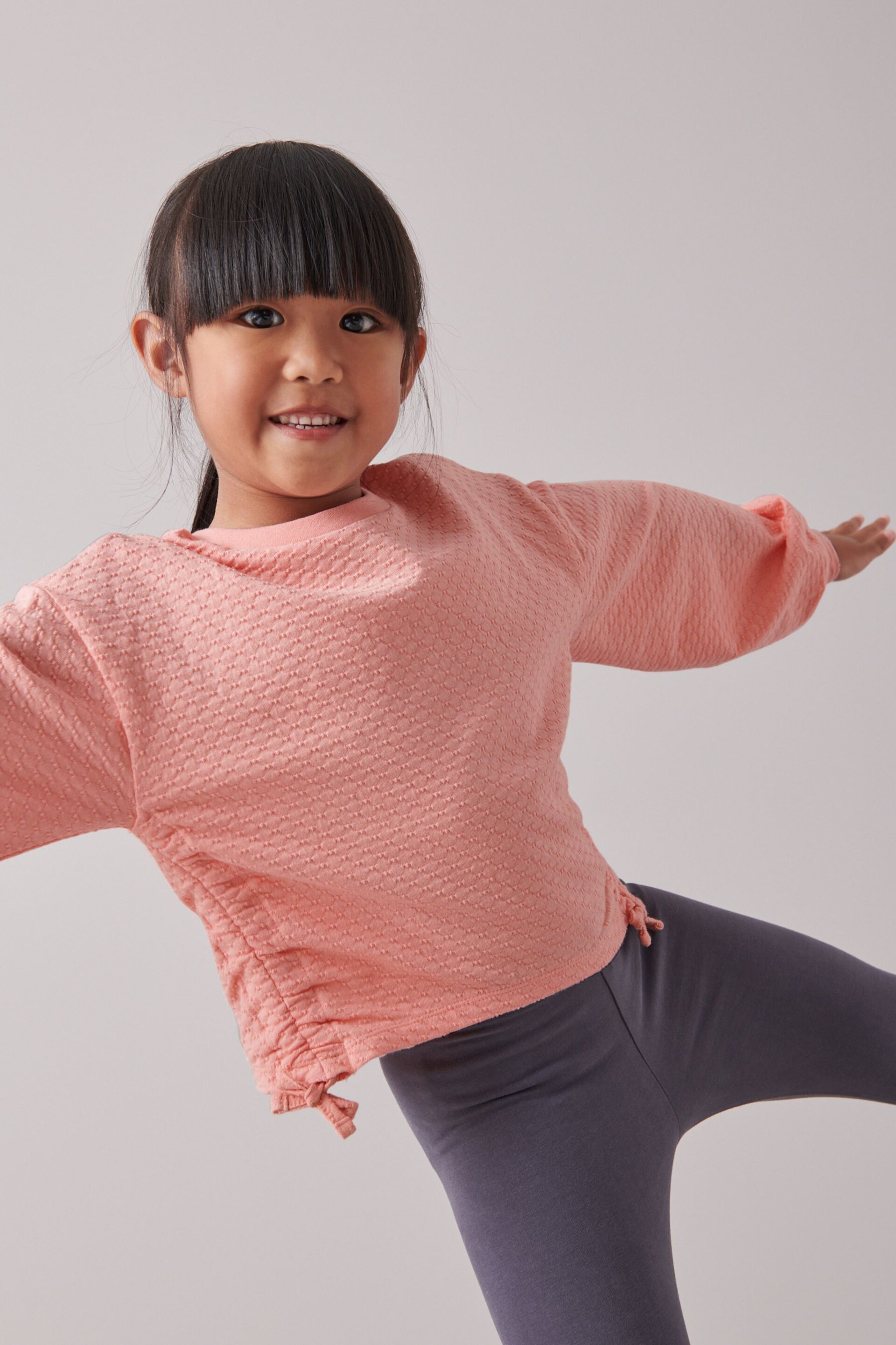 Pink Ruched Side Textured Top (3-16yrs) - Image 3 of 10