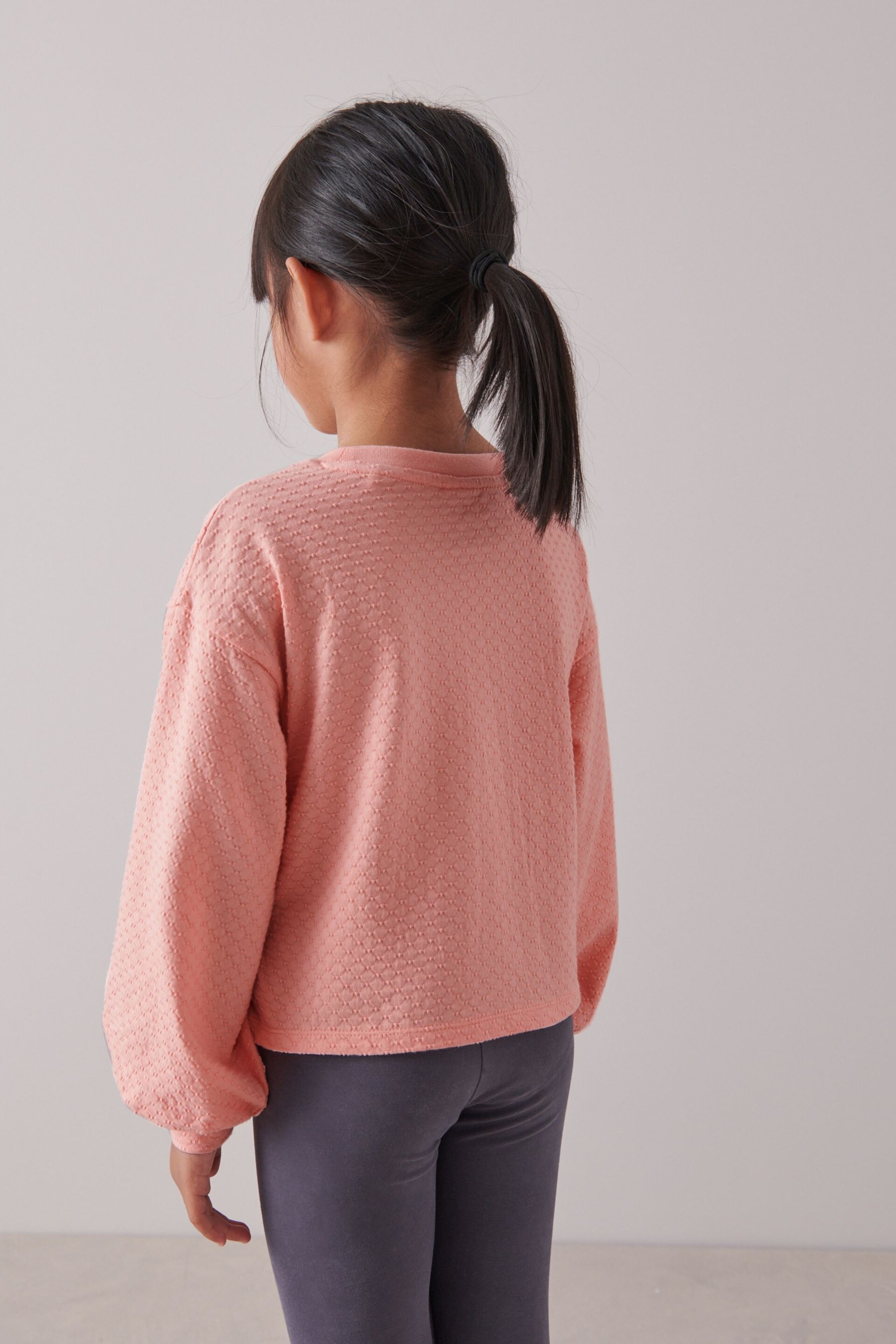 Pink Ruched Side Textured Top (3-16yrs) - Image 4 of 10