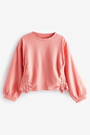 Pink Ruched Side Textured Top (3-16yrs) - Image 8 of 10