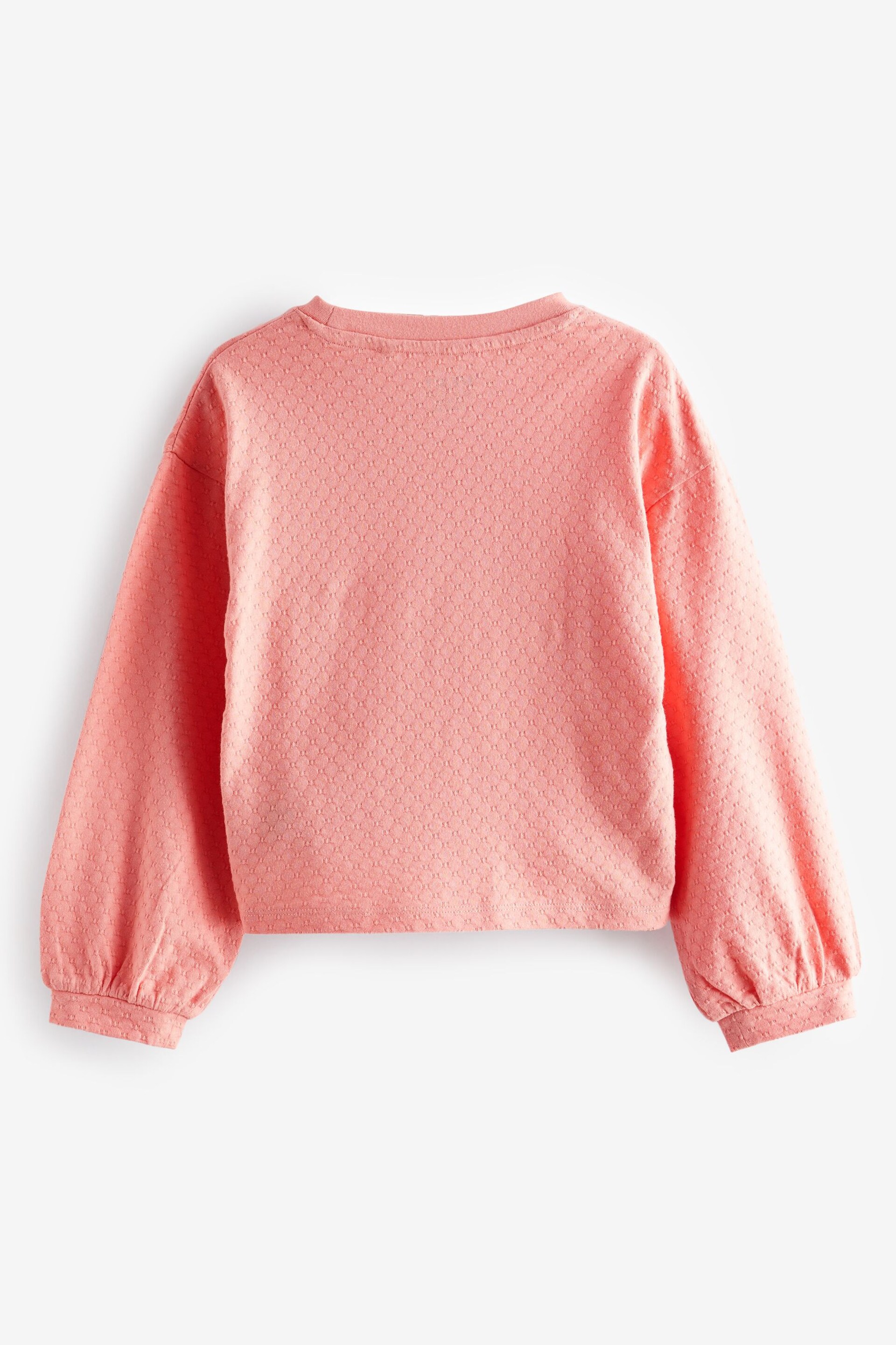 Pink Ruched Side Textured Top (3-16yrs) - Image 9 of 10